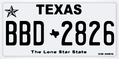 TX license plate BBD2826