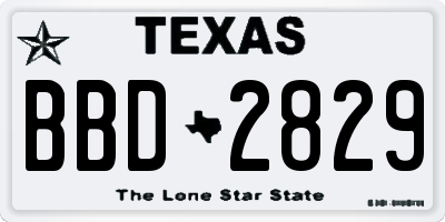 TX license plate BBD2829
