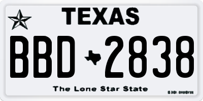TX license plate BBD2838