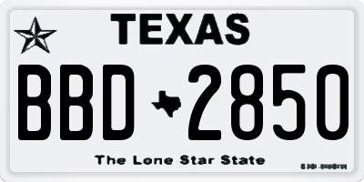 TX license plate BBD2850