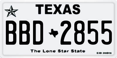 TX license plate BBD2855