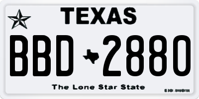 TX license plate BBD2880