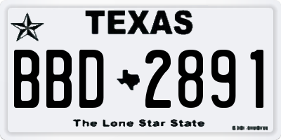 TX license plate BBD2891