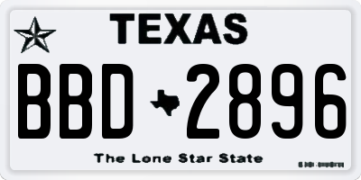 TX license plate BBD2896