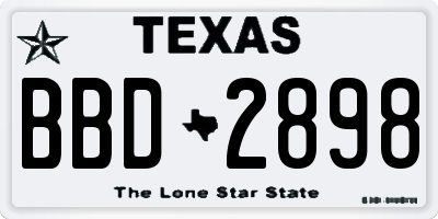 TX license plate BBD2898