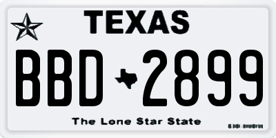 TX license plate BBD2899