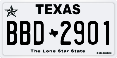 TX license plate BBD2901
