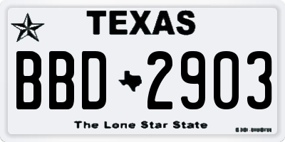 TX license plate BBD2903