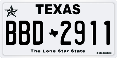 TX license plate BBD2911