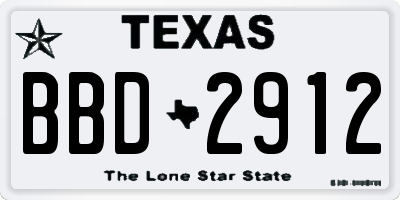 TX license plate BBD2912