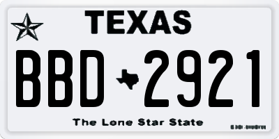 TX license plate BBD2921