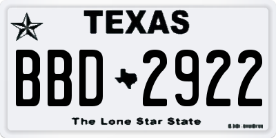 TX license plate BBD2922