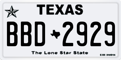 TX license plate BBD2929