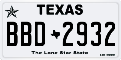 TX license plate BBD2932