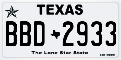 TX license plate BBD2933