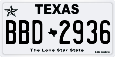 TX license plate BBD2936