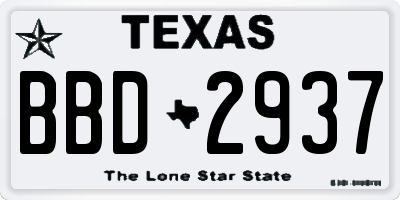 TX license plate BBD2937