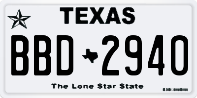 TX license plate BBD2940
