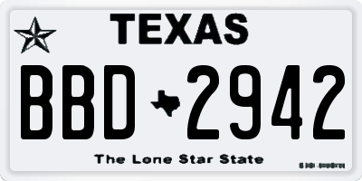 TX license plate BBD2942