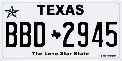 TX license plate BBD2945