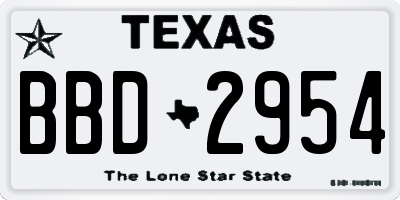 TX license plate BBD2954