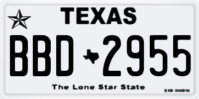 TX license plate BBD2955