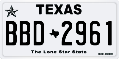 TX license plate BBD2961