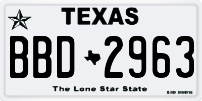 TX license plate BBD2963