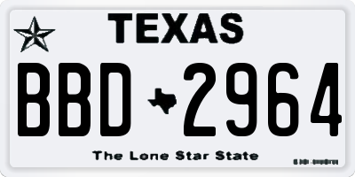TX license plate BBD2964