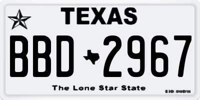 TX license plate BBD2967
