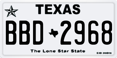 TX license plate BBD2968