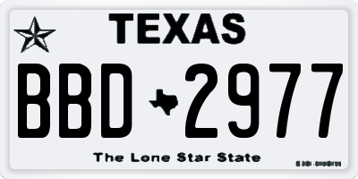TX license plate BBD2977