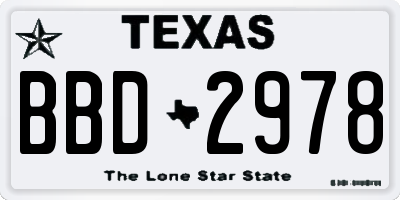 TX license plate BBD2978