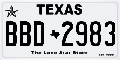 TX license plate BBD2983