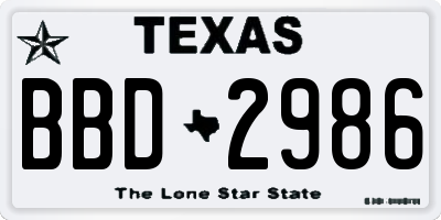 TX license plate BBD2986