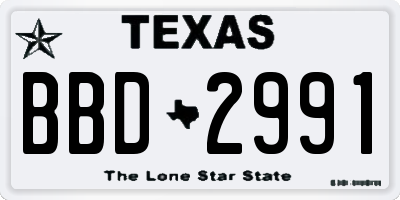 TX license plate BBD2991