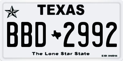 TX license plate BBD2992