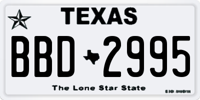 TX license plate BBD2995