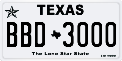 TX license plate BBD3000