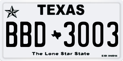 TX license plate BBD3003