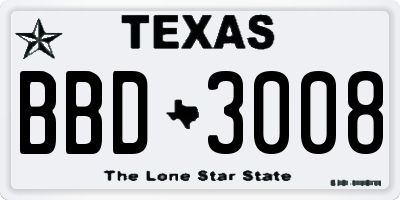 TX license plate BBD3008