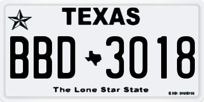 TX license plate BBD3018