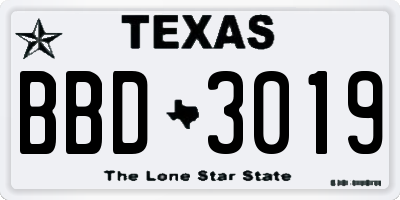 TX license plate BBD3019