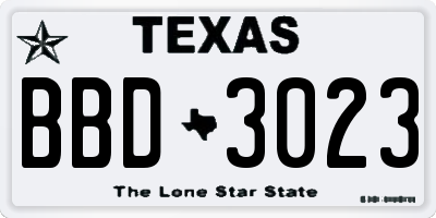 TX license plate BBD3023