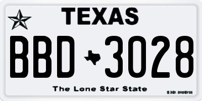 TX license plate BBD3028