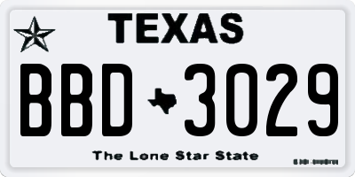 TX license plate BBD3029