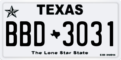 TX license plate BBD3031