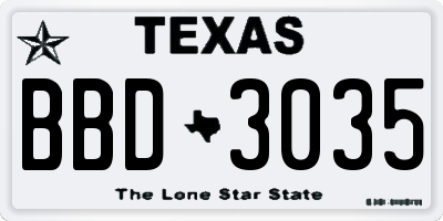TX license plate BBD3035