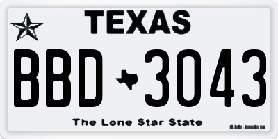 TX license plate BBD3043