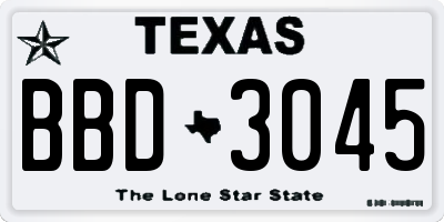 TX license plate BBD3045